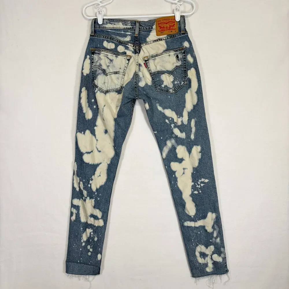 Levi’s 510 Skinny Jeans 28x32 Bleach Splatter Distressed Denim Mens Streetwear